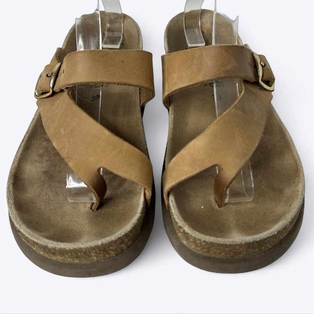 Mephisto Helen‎ Cork Sandals Womens Sz 39 US 9 Brown Leather Slip On Air Relax